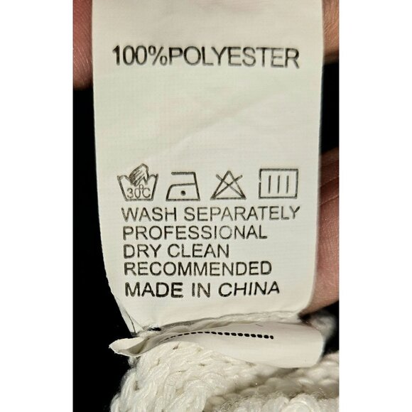 Oatoase Pullover Sweater Women Sz XXL Heart Crewneck Whip Stitch Spell Out White - Picture 6 of 7